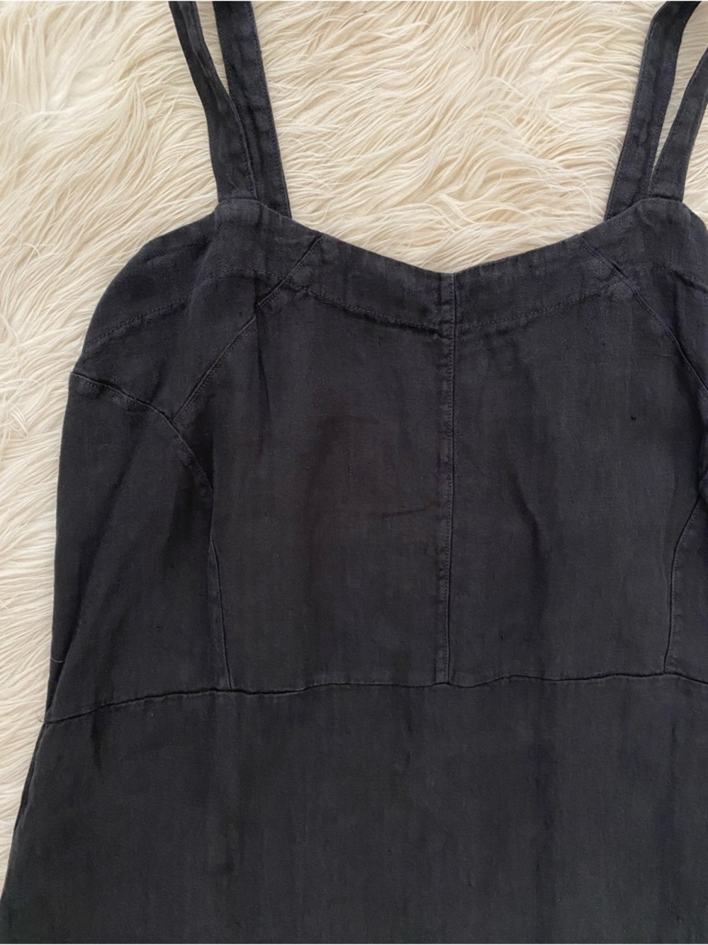 Dylan Black Linen Hazel Midi Dress Sleeveless Handkerchief Hem Minimalist Causal - Picture 3 of 11